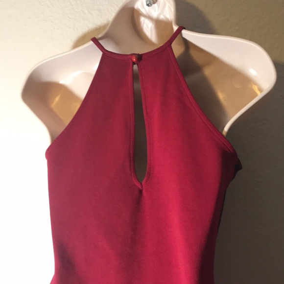G by Guess burgundy black halter bodycon dress - Picture 3 of 4